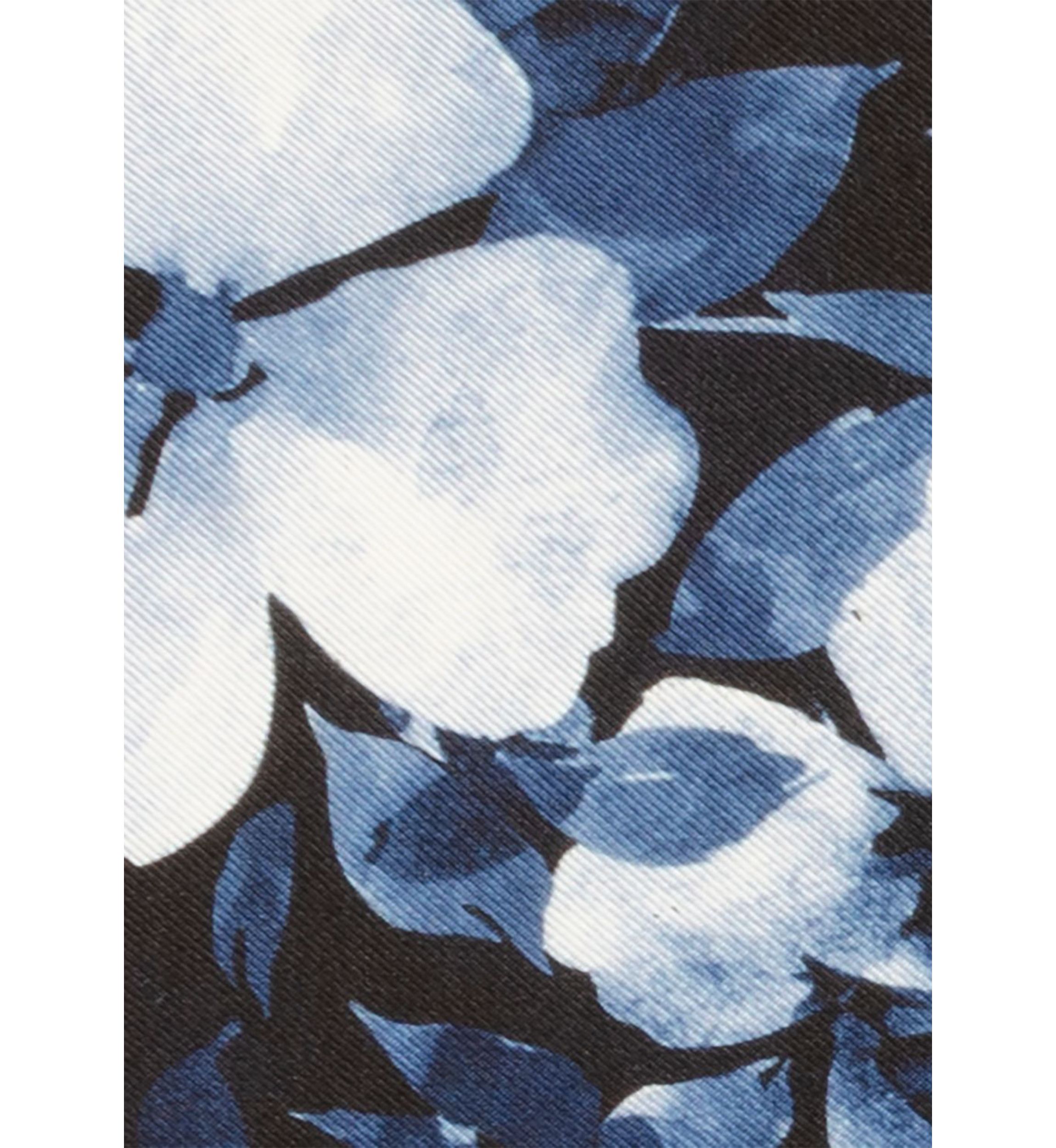 Painted Floral Black Pocket Square