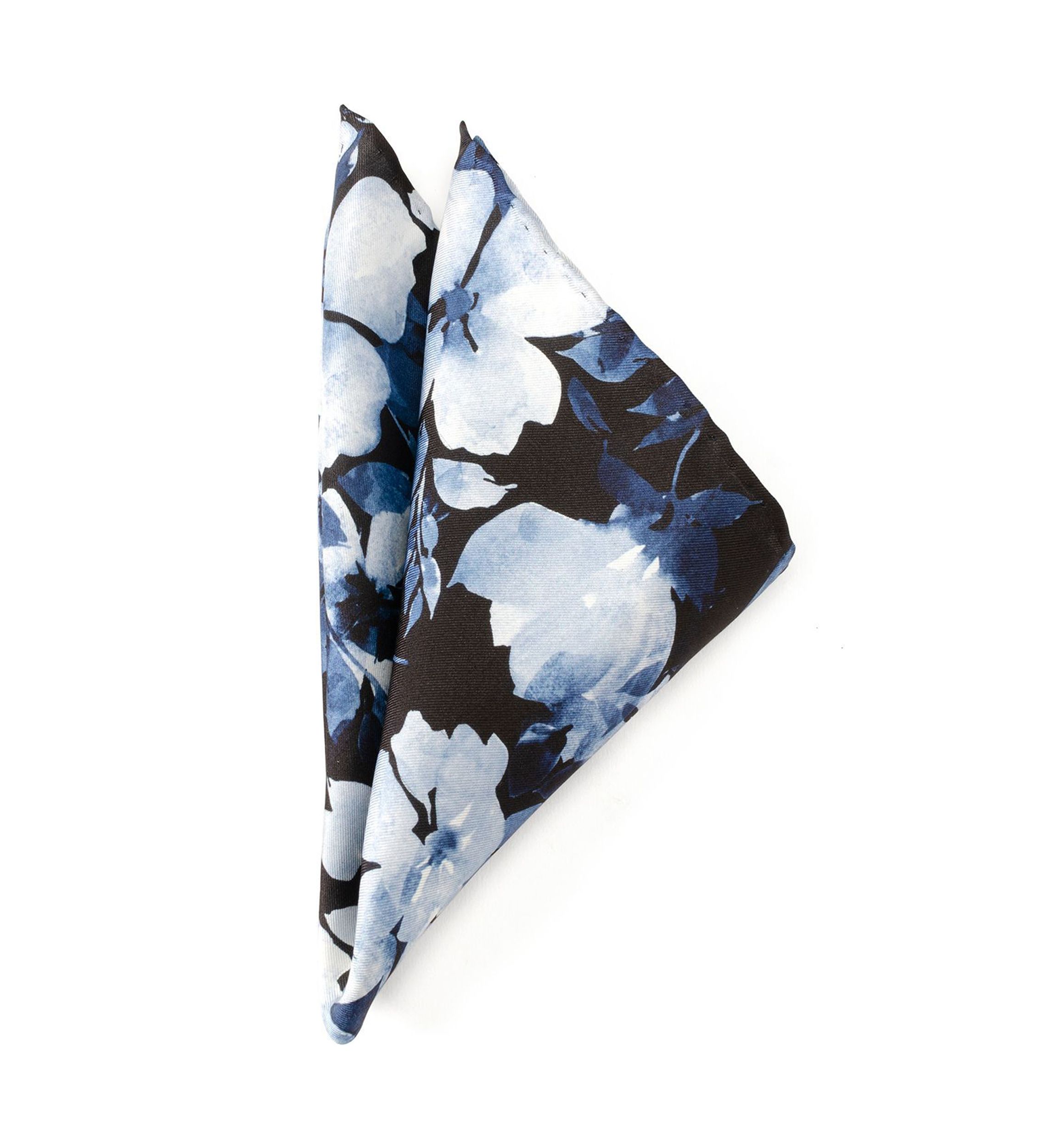 Painted Floral Black Pocket Square