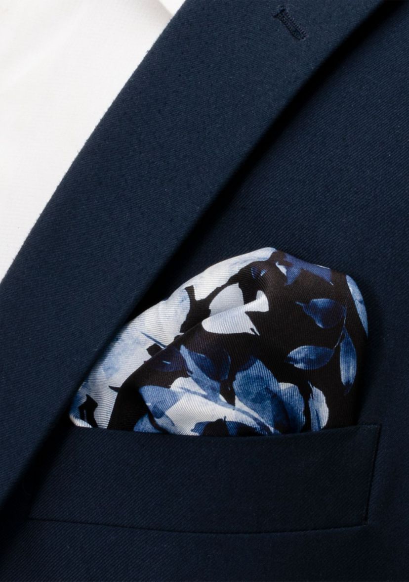 Painted Floral Black Pocket Square