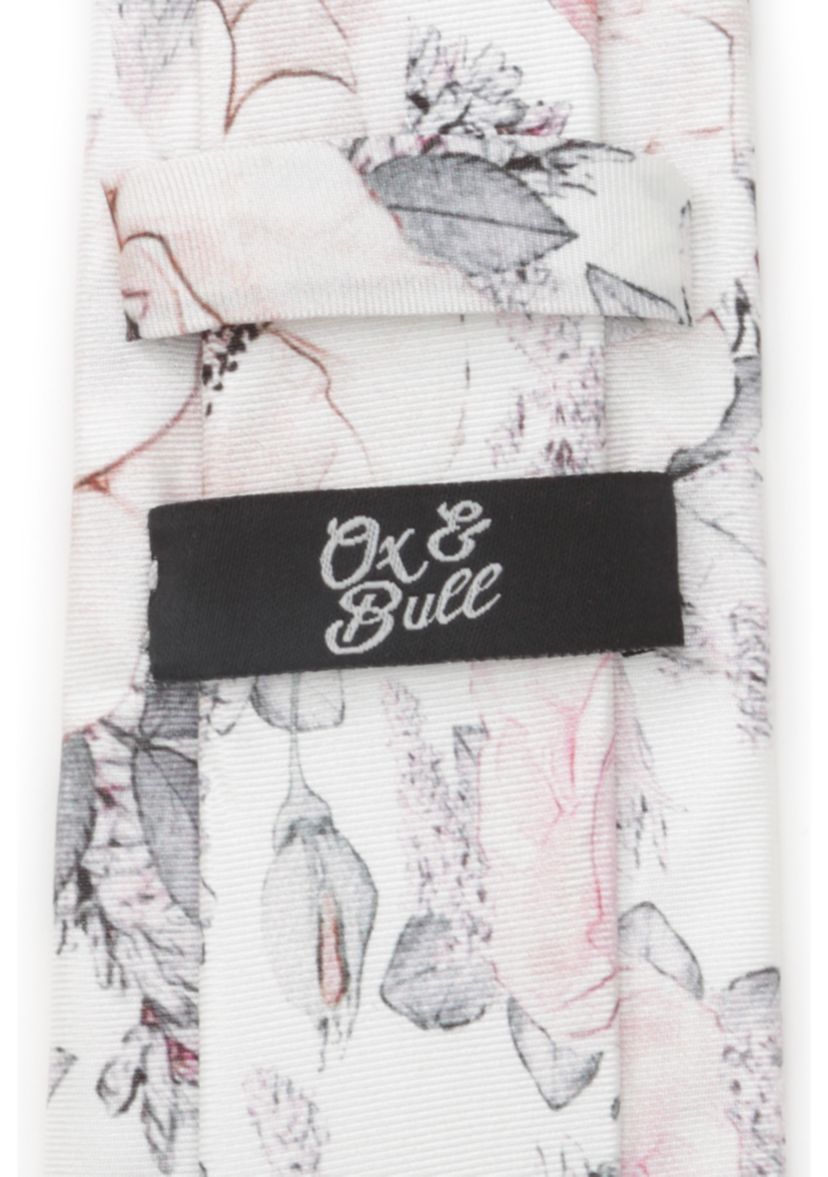 Mens Painted Floral Gray Silk Tie