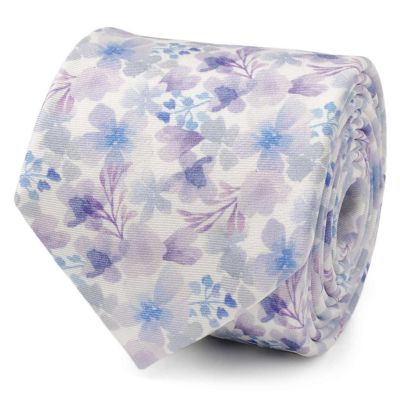 Ox and Bull Trading Co Watercolor Lavender Mix Print Silk Men's Tie, Purple