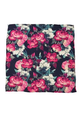 Ox and Bull Trading Co Men's Painted Floral Navy Pocket Square, Navy Blue