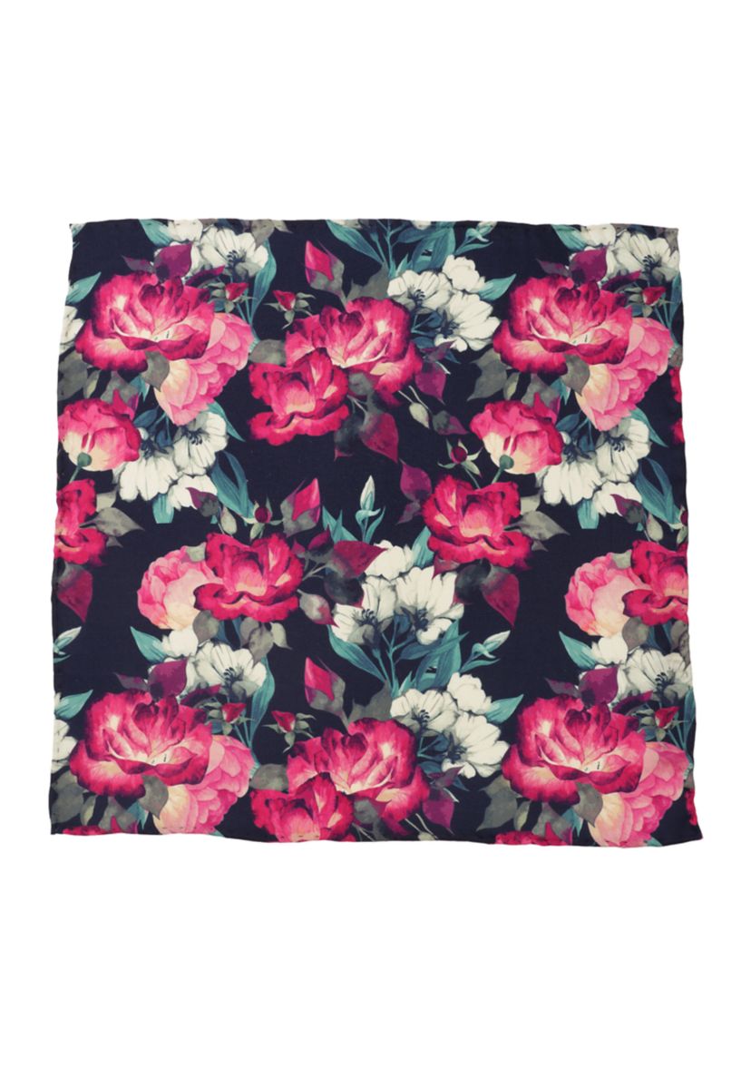 Painted Floral Navy Pocket Square
