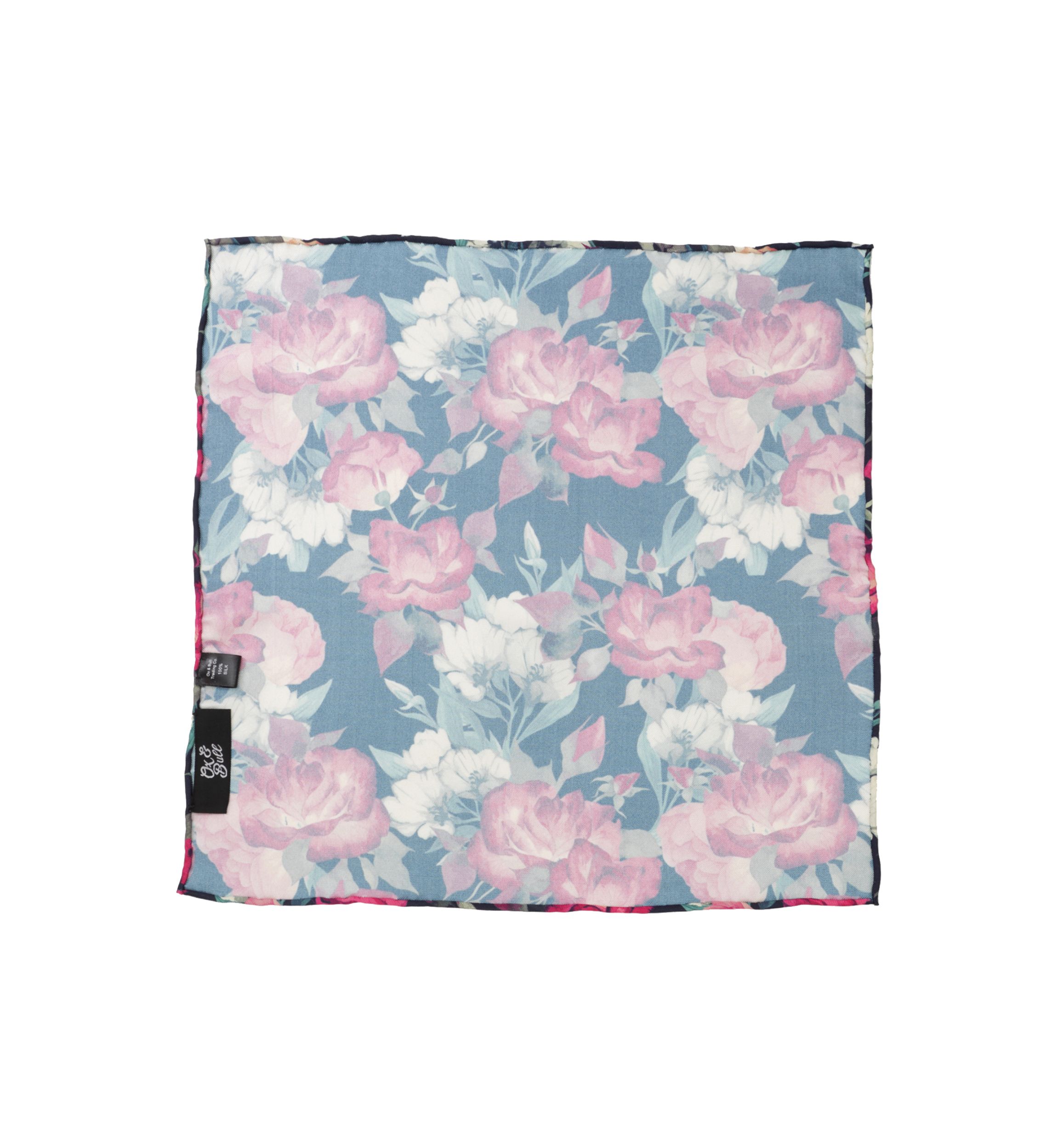 Painted Floral Navy Pocket Square