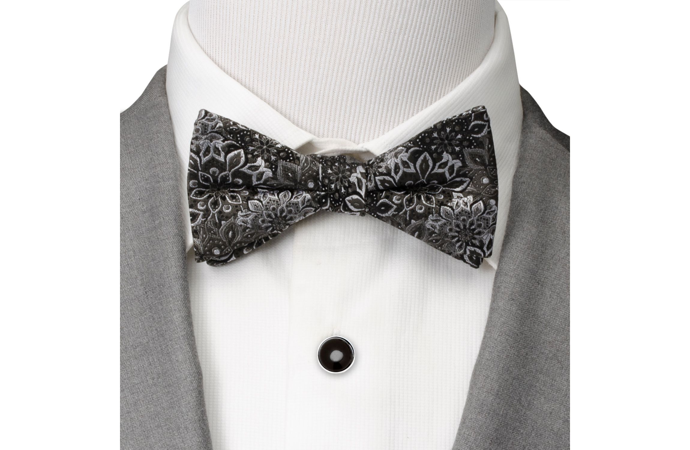 Kaleido Floral Charcoal  Bow Tie
