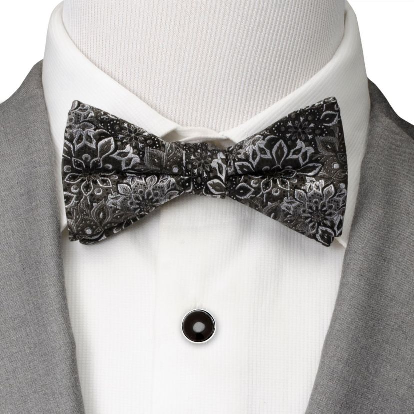 Kaleido Floral Charcoal  Bow Tie