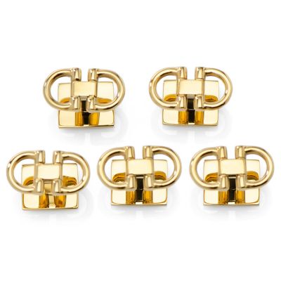 Ox and Bull Trading Co Men's Horse Bit Gold Stainless Steel 5-Studs