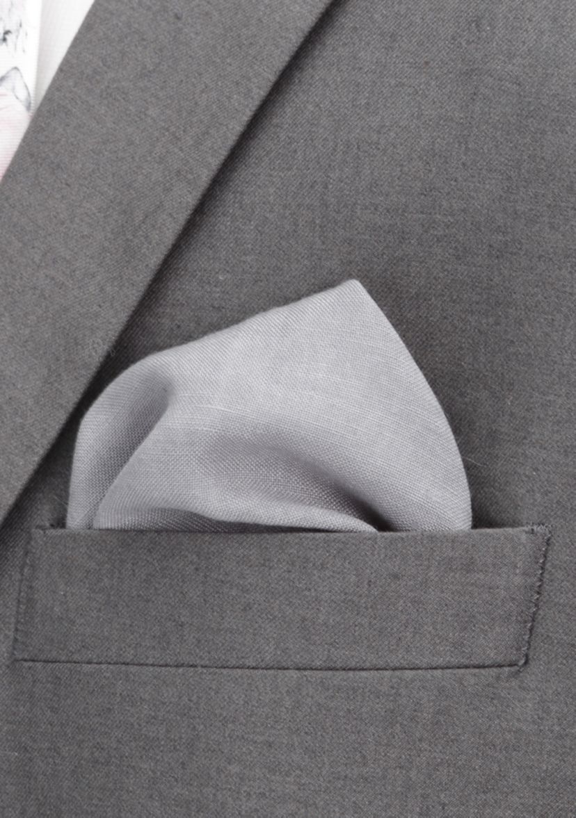 Gray Linen Pocket Square