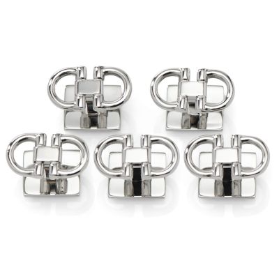 Ox and Bull Trading Co Men's Horse Bit Stainless Steel 5-Studs, Silver