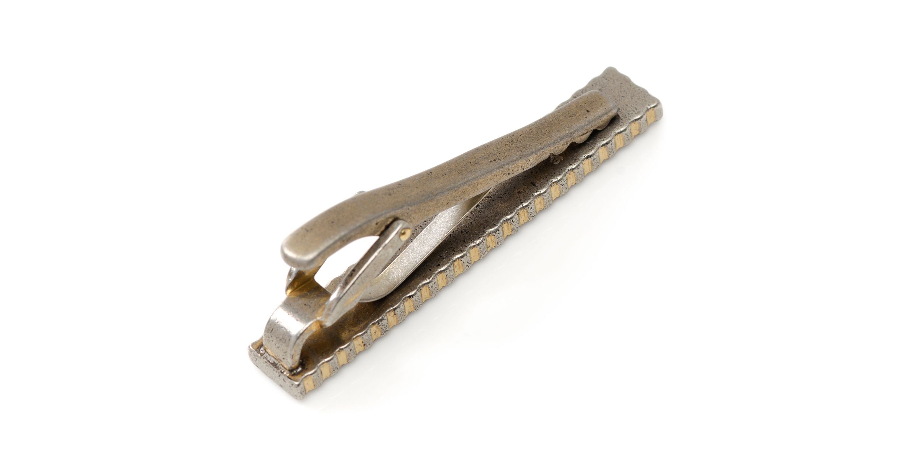 Antique Gold Herringbone Tie Clip