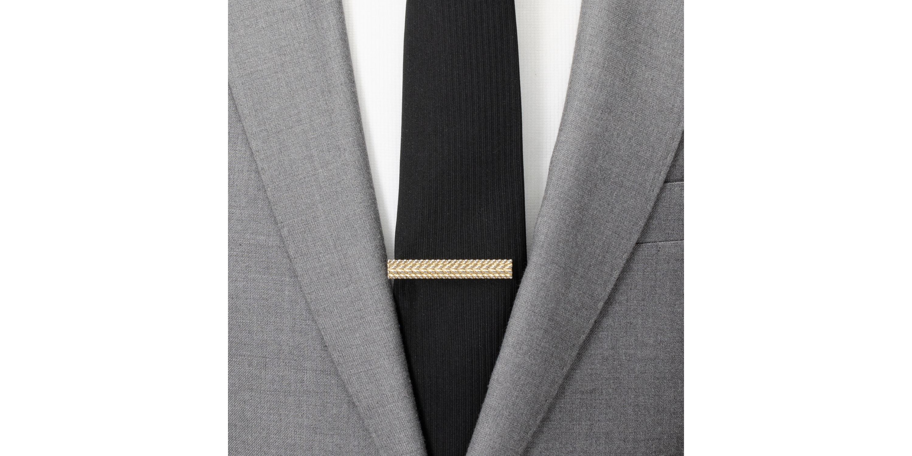 Antique Gold Herringbone Tie Clip