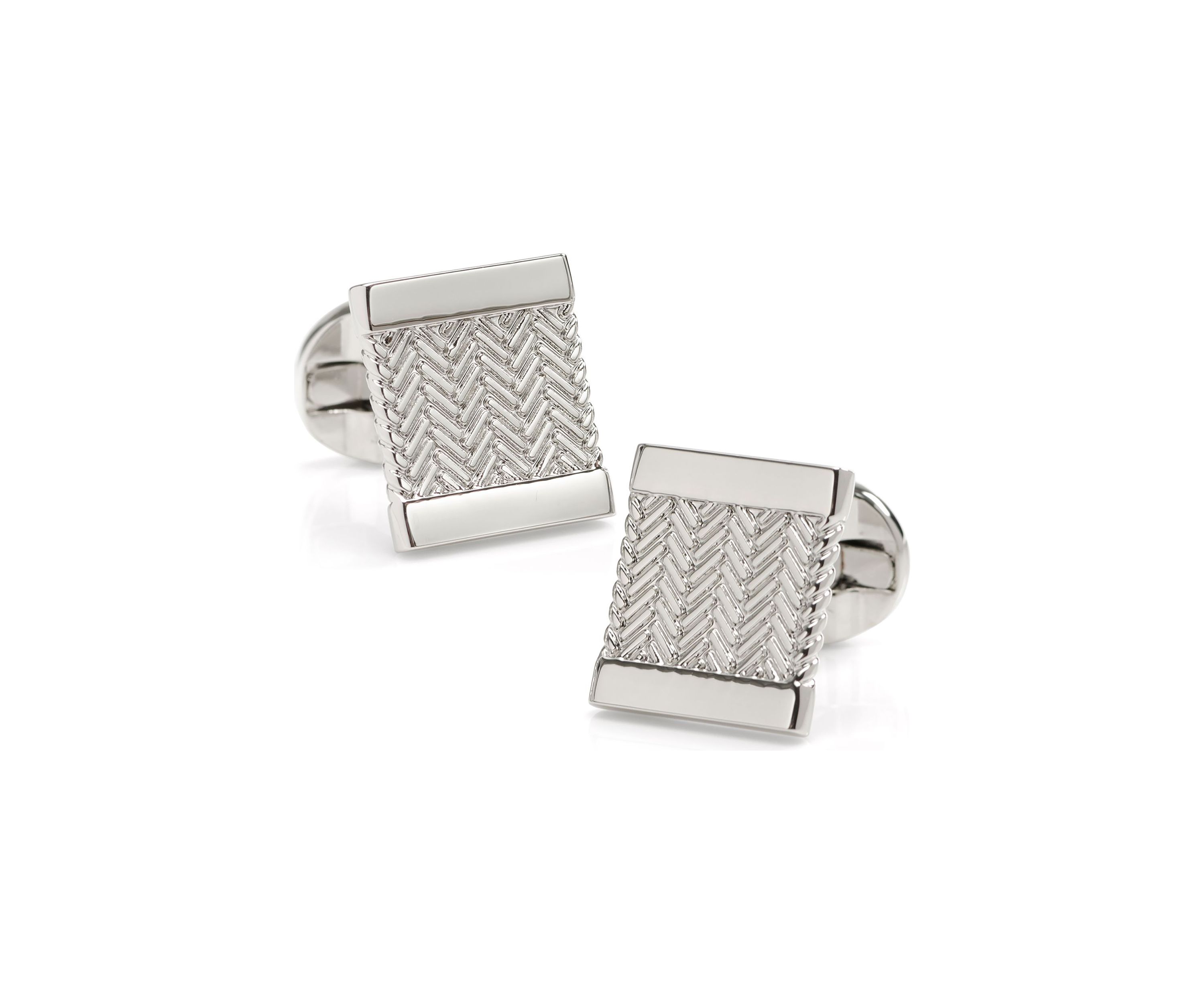 Silver Herringbone Cufflinks