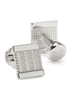 Silver Herringbone Cufflinks