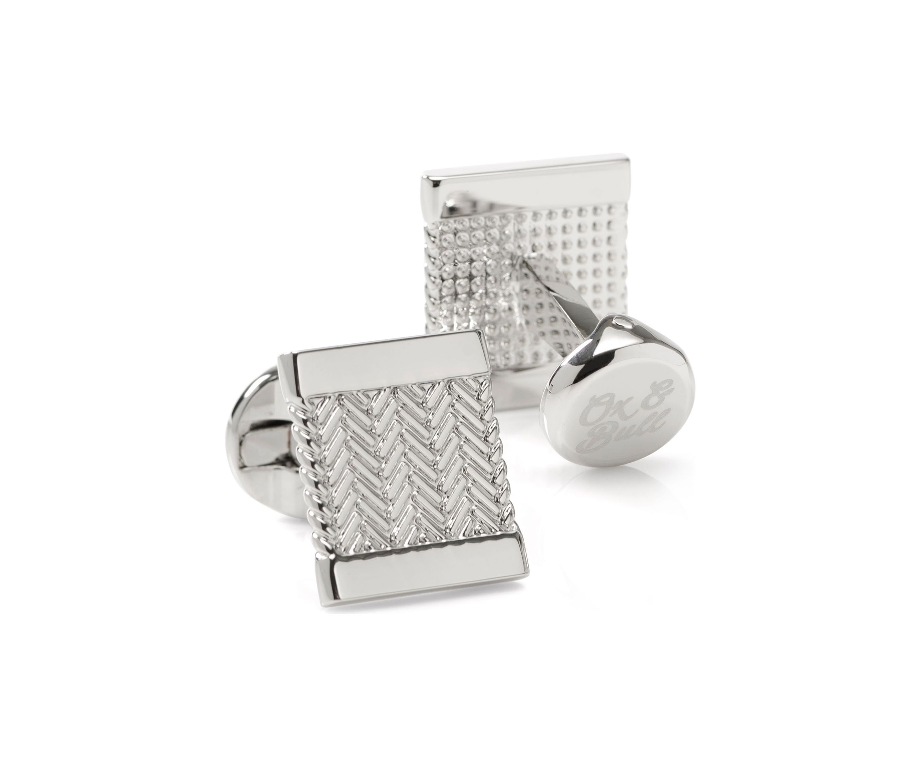 Silver Herringbone Cufflinks