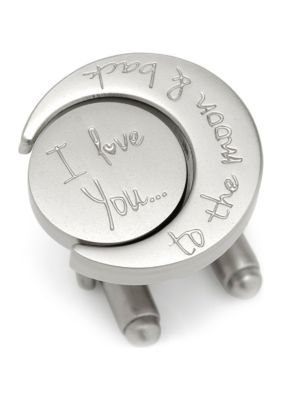 Ox and Bull Trading Co Men's Love You to the Moon and Back Cufflinks, Silver