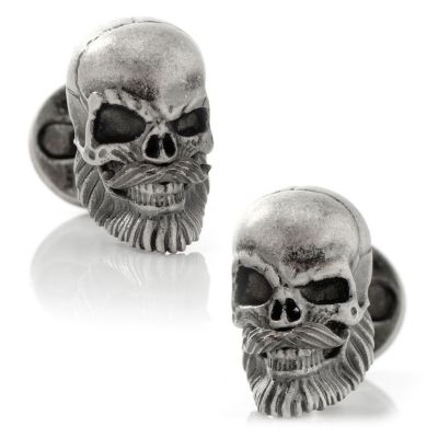 Stainless Steel Mustache Skull Cufflinks