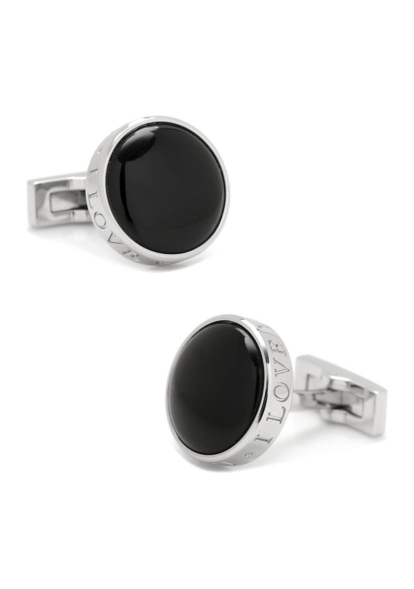Onyx I Love You Stainless Steel Cufflinks
