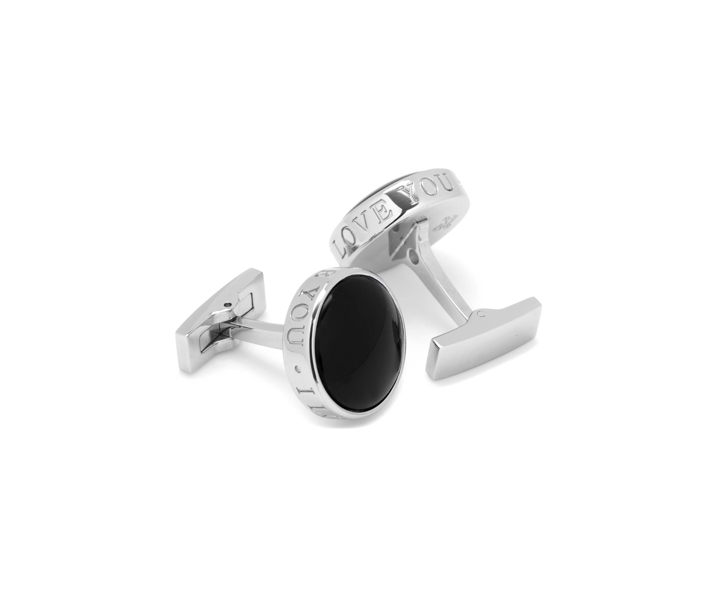 Onyx I Love You Stainless Steel Cufflinks