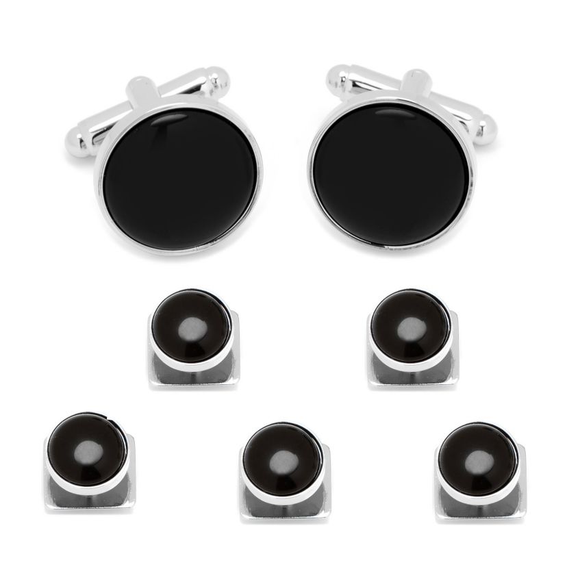 Silver and Onyx 5-Stud Set