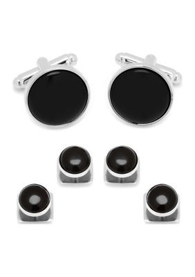 Silver and Onyx Stud Set