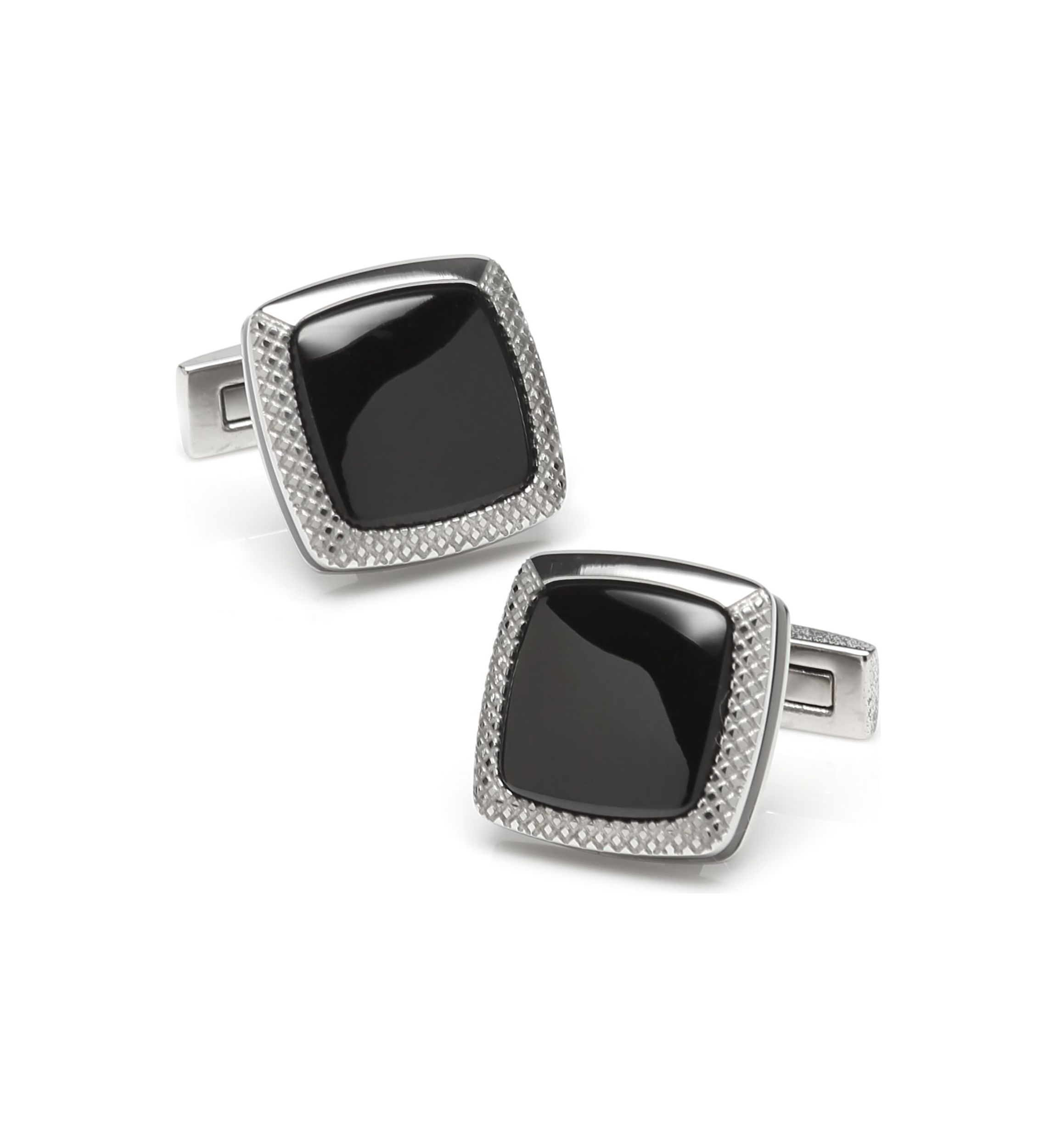 Onyx Cushion Stainless Steel Cufflinks