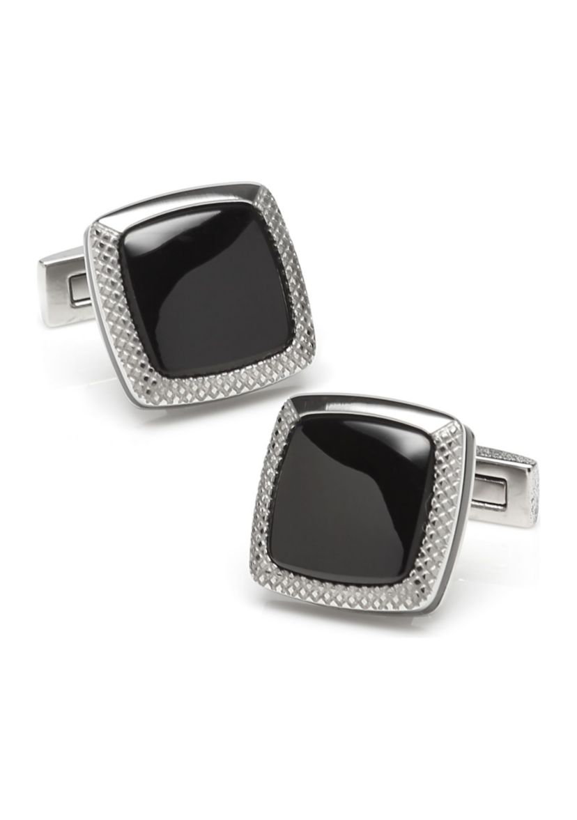 Onyx Cushion Stainless Steel Cufflinks