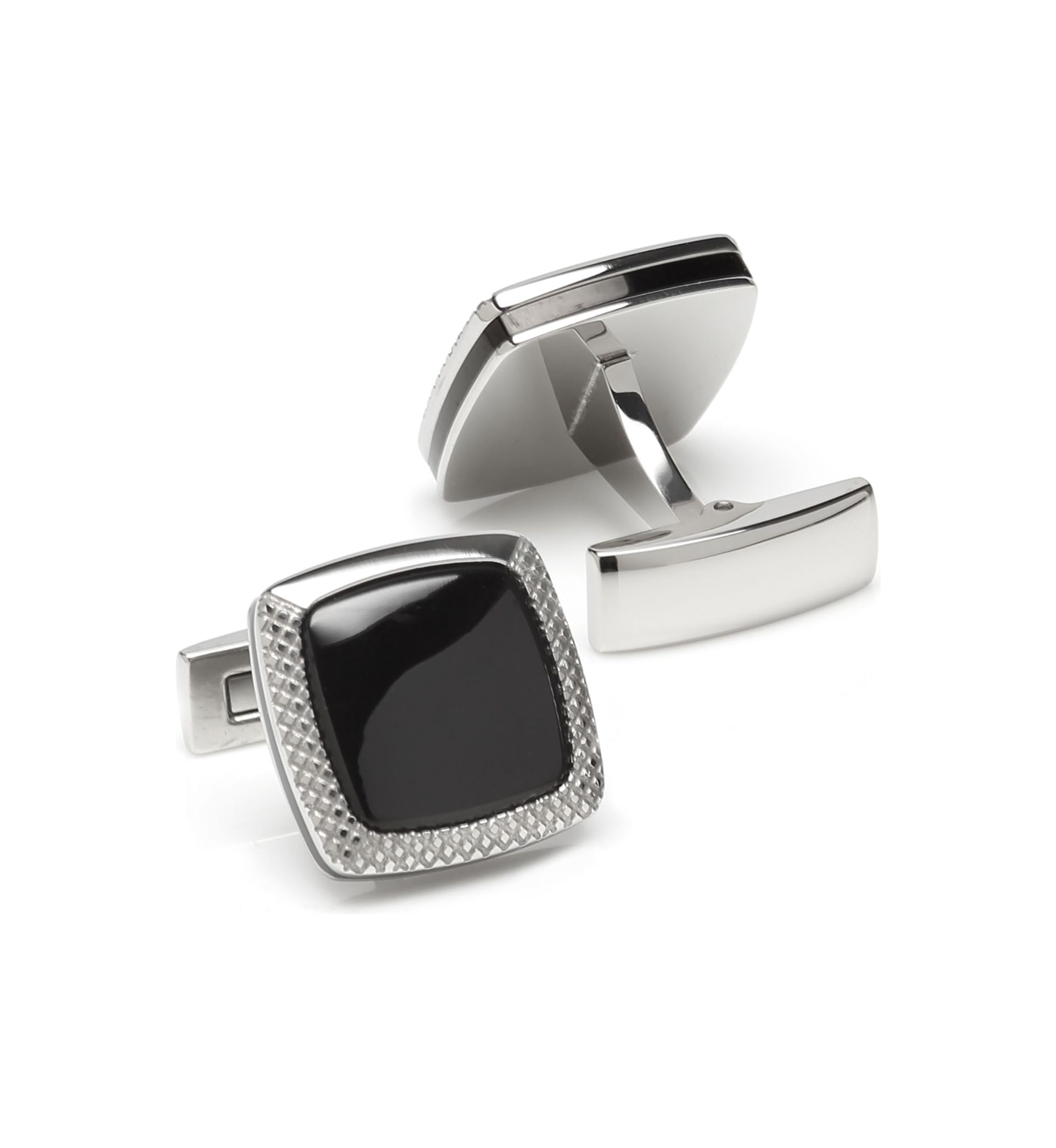 Onyx Cushion Stainless Steel Cufflinks