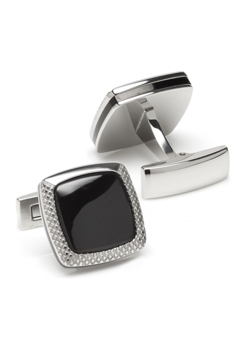 Onyx Cushion Stainless Steel Cufflinks