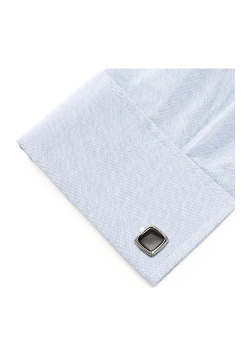 Onyx Cushion Stainless Steel Cufflinks