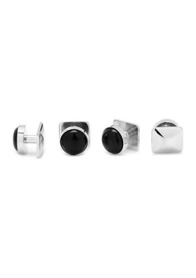 Silver and Onyx Studs