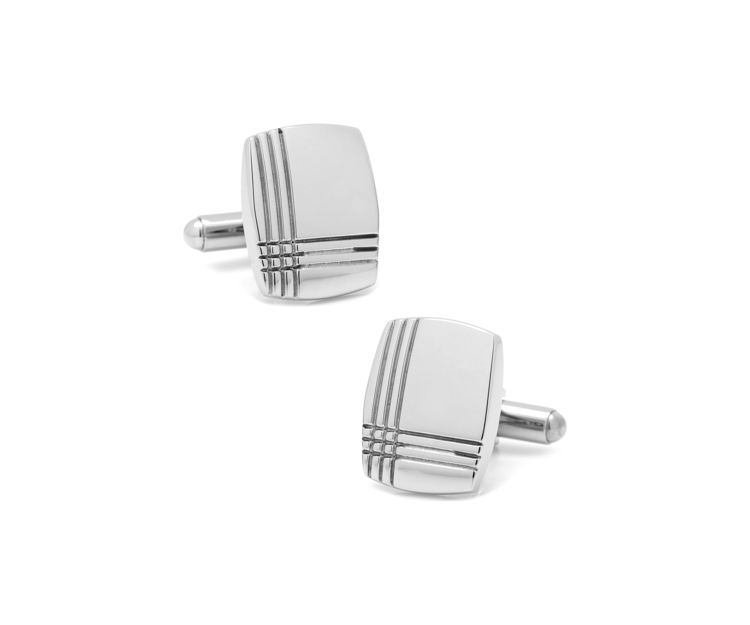 Stainless Steel Tartan Plaid Cufflinks