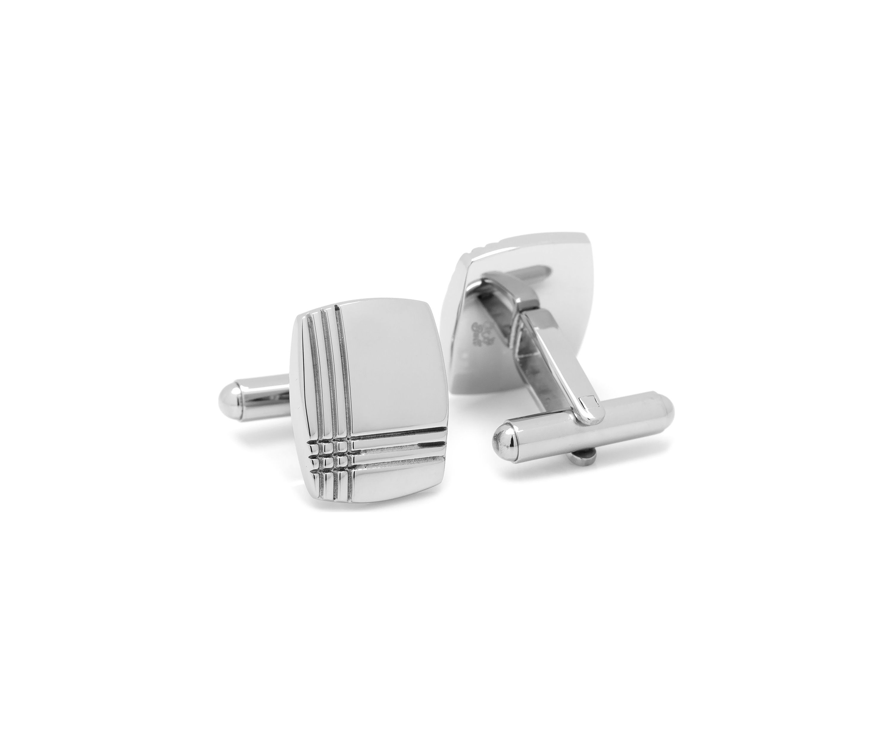 Stainless Steel Tartan Plaid Cufflinks