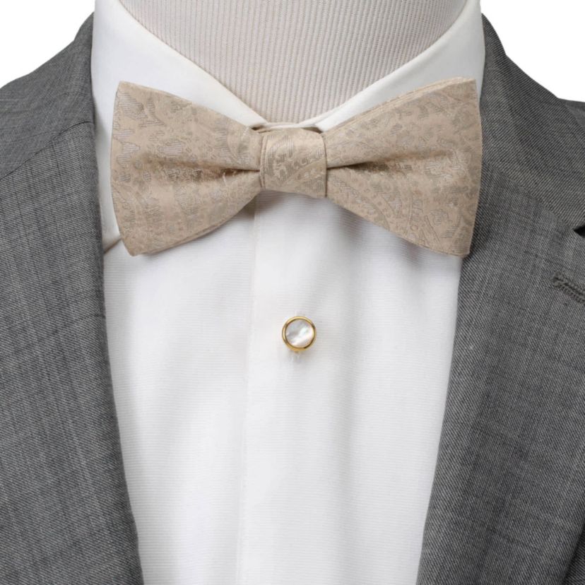 Tan Paisley Mens Bow Tie