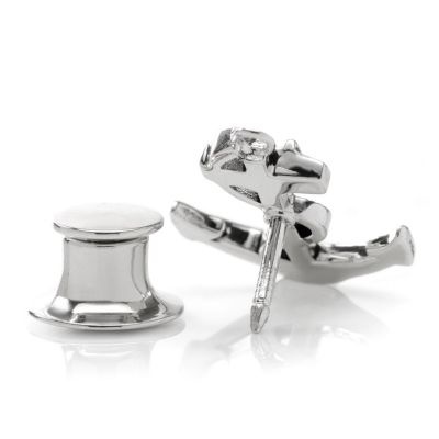 3D Anchor Sterling Silver Lapel Pin