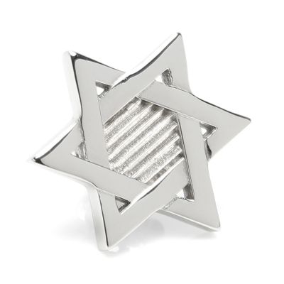Ox and Bull Trading Co Men's Star of David Stainless Steel Lapel Pin, Silver