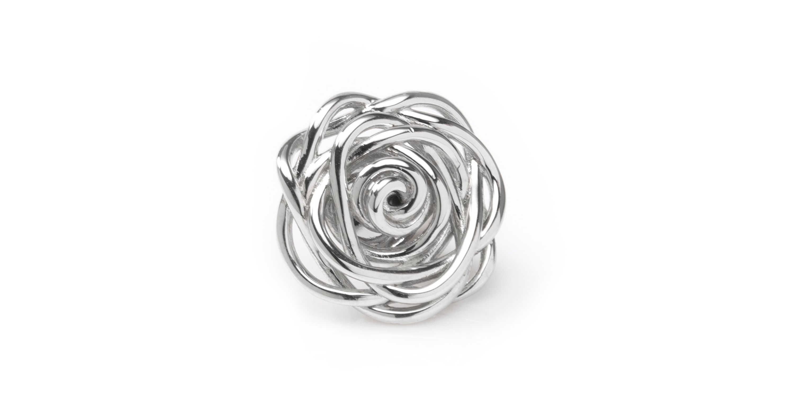 Sterling Silver Rhodium Plated Rose Lapel Pin