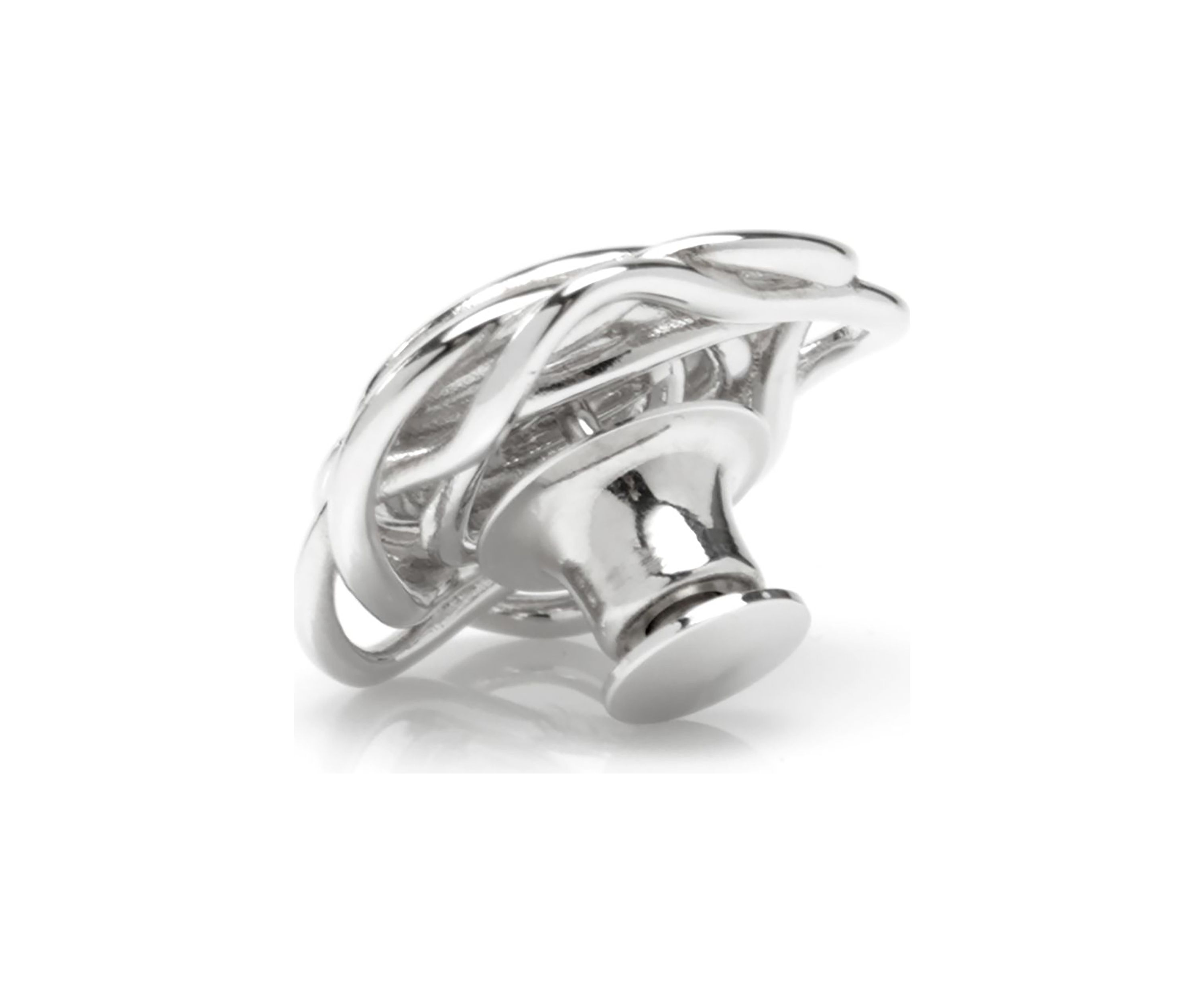 Sterling Silver Rhodium Plated Rose Lapel Pin