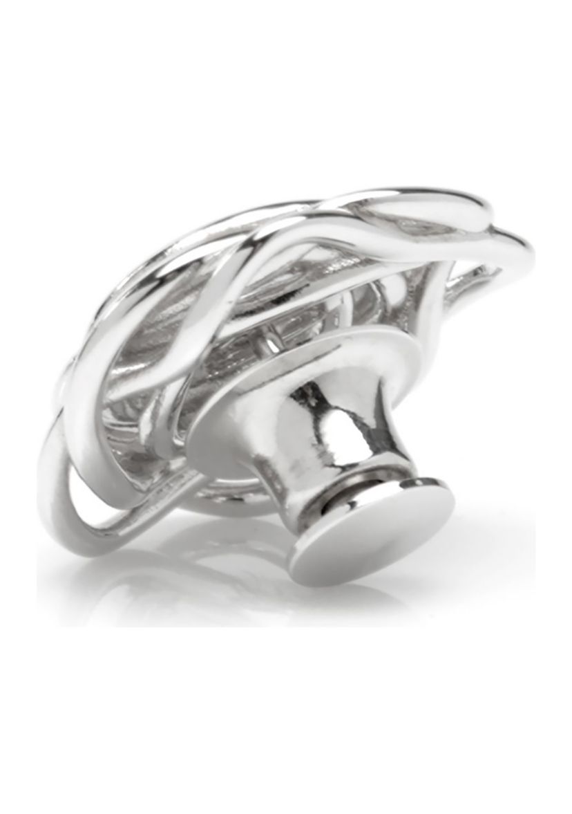 Sterling Silver Rhodium Plated Rose Lapel Pin
