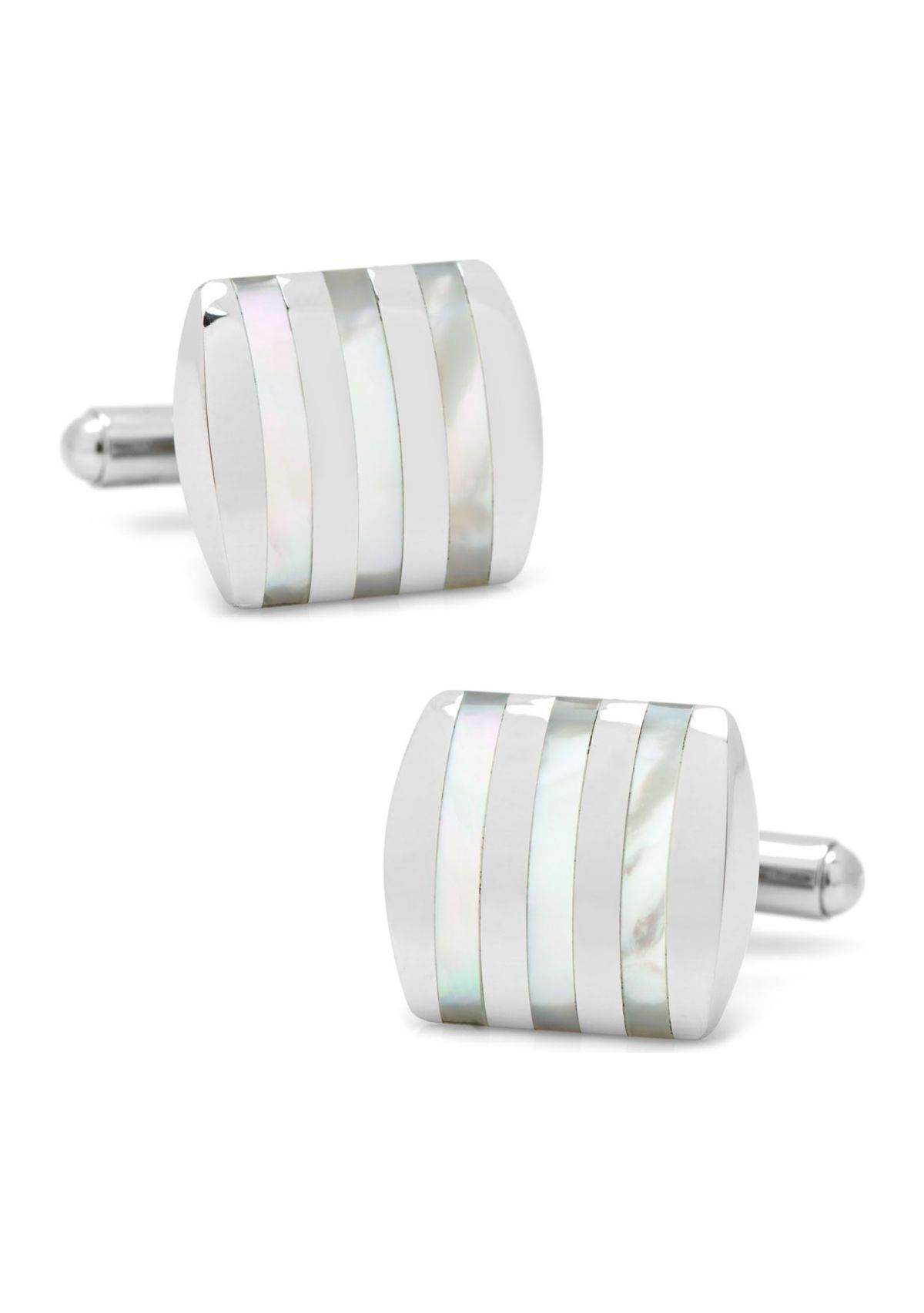 Stainless Steel Striped Mother of Pearl Cufflinks