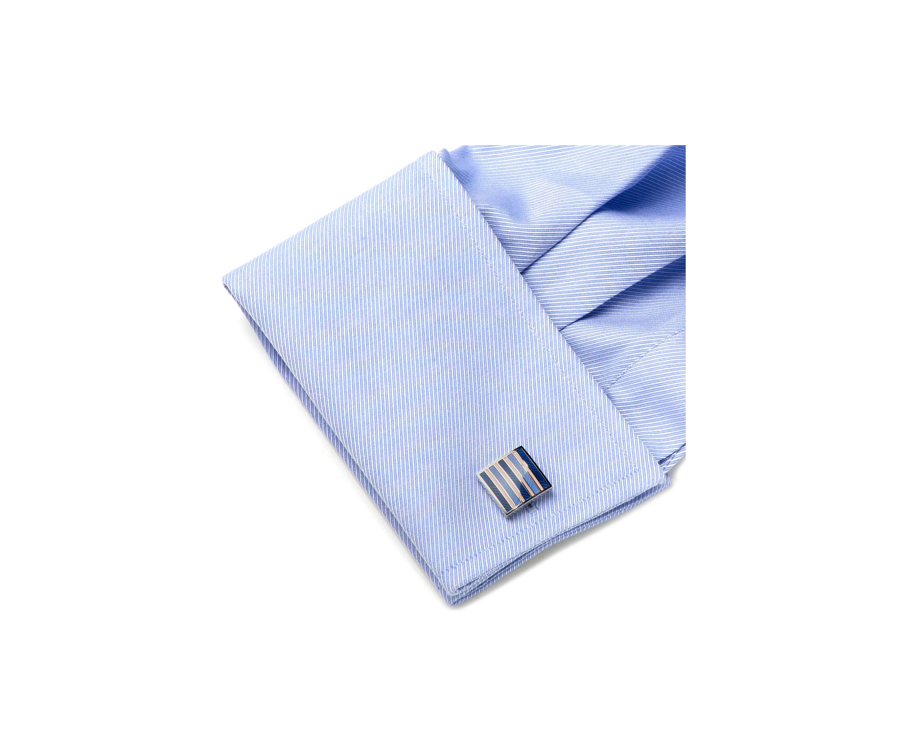 Pink and Navy Striped Square Cufflinks