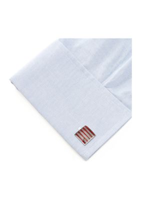 Red and Gray Striped Square Cufflinks