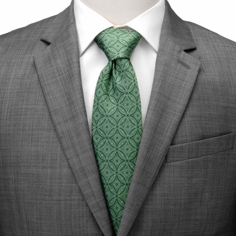 Watercress Green Tiled Mens Tie