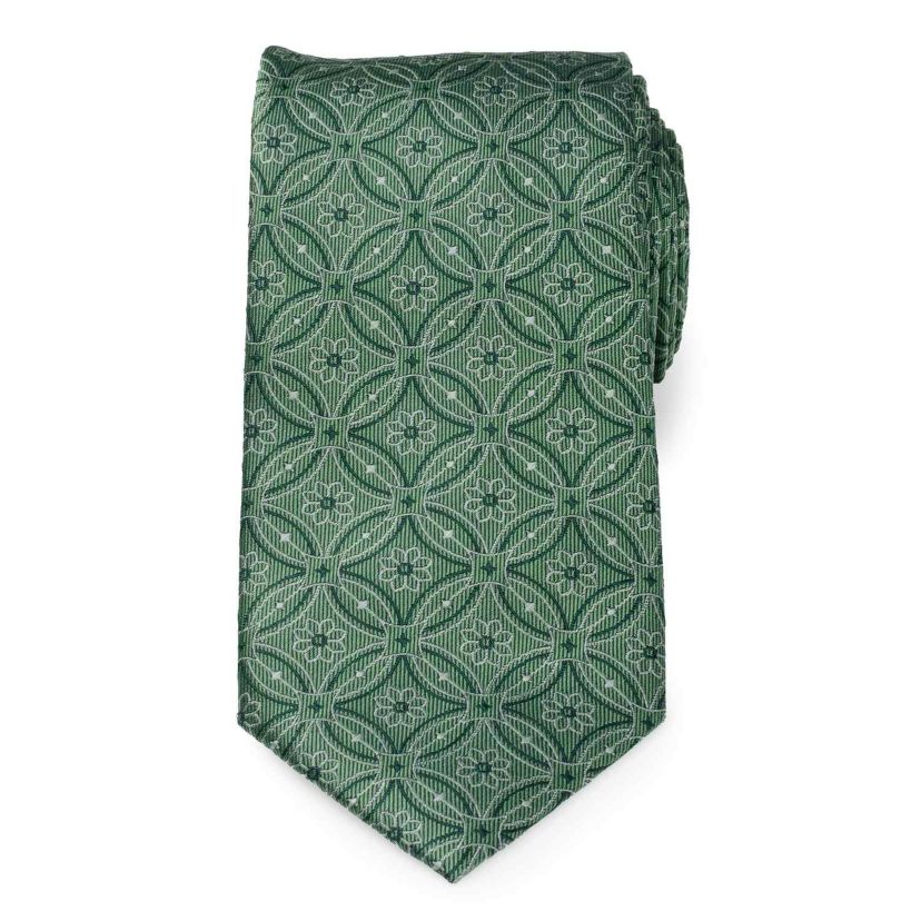 Watercress Green Tiled Mens Tie
