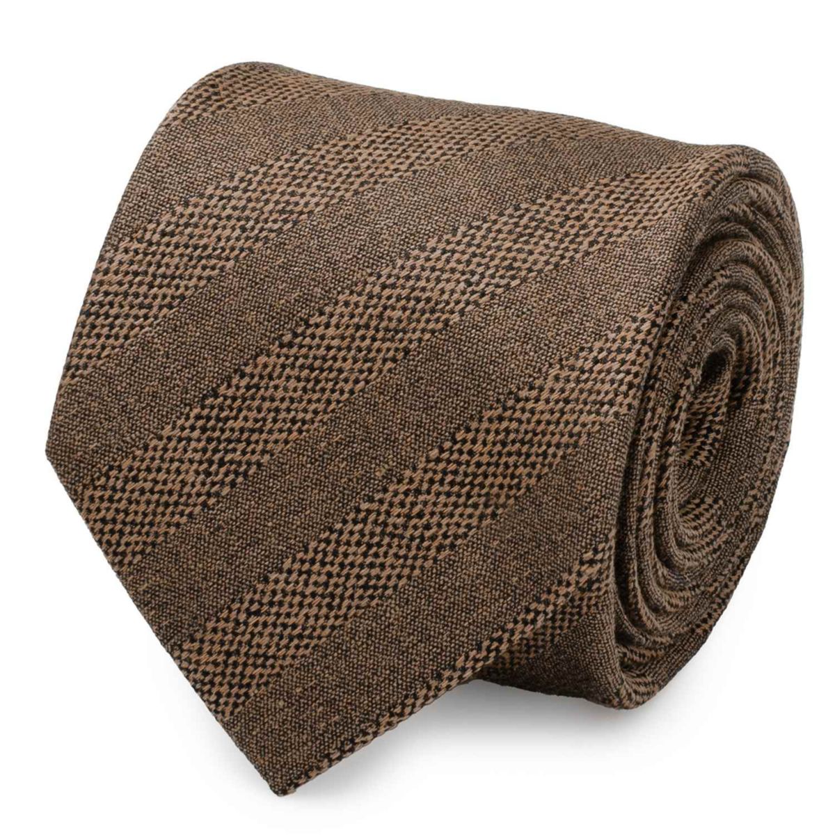Tan Tweed Striped Linen Mens Tie