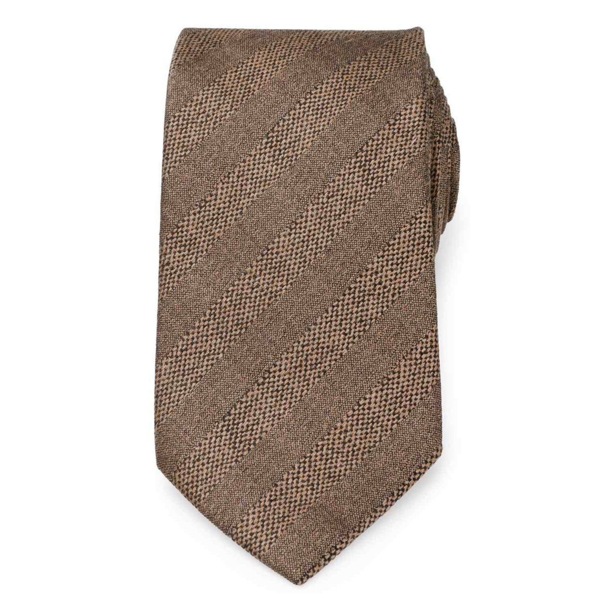 Tan Tweed Striped Linen Mens Tie