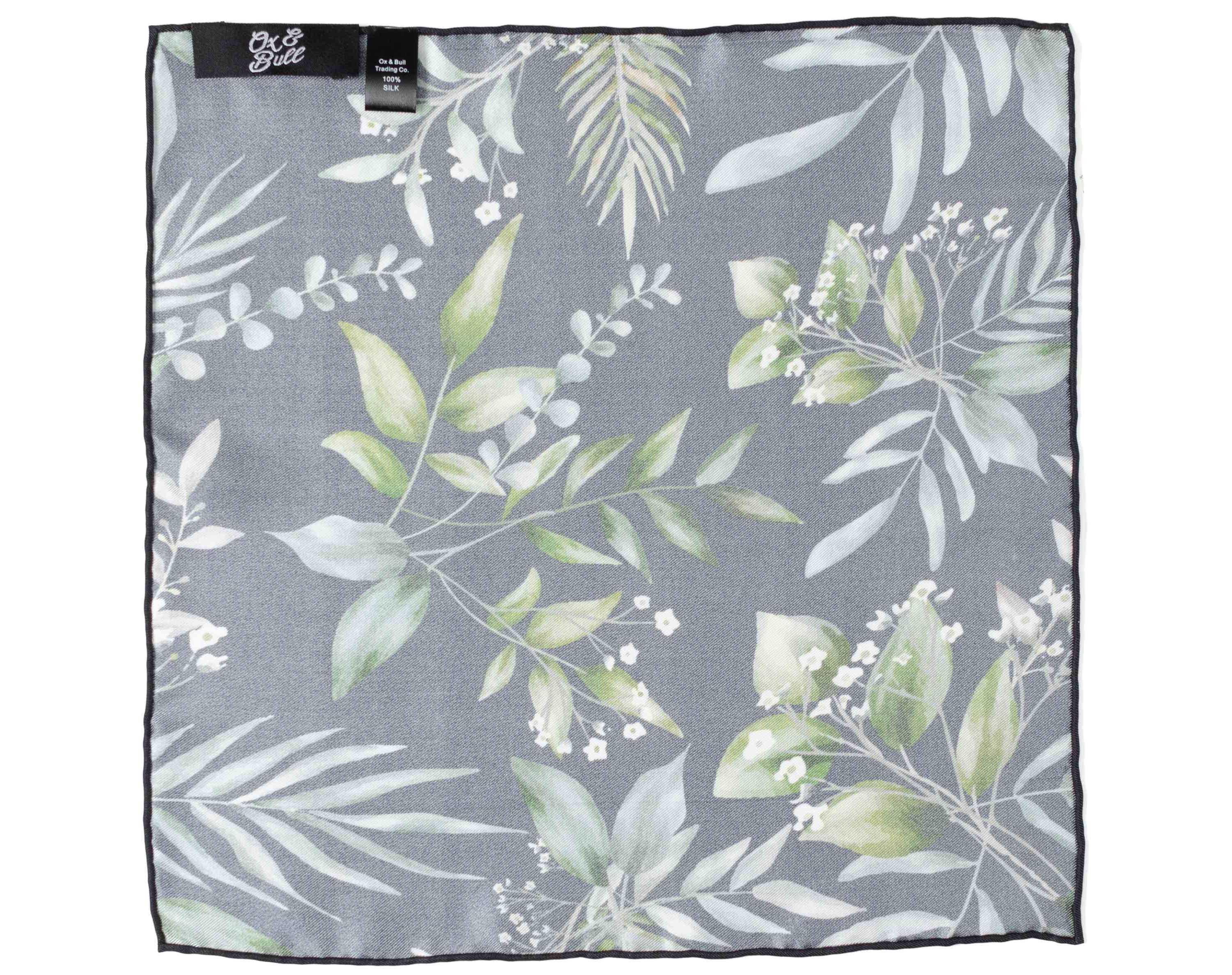Leaf Watercolor Black Pocket Square
