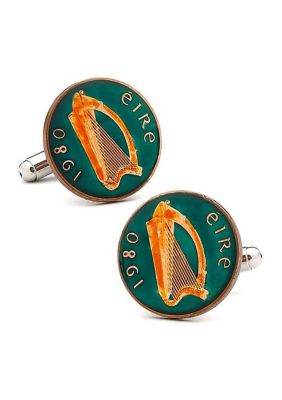 Hand Painted Irish Eire Coin Cufflinks