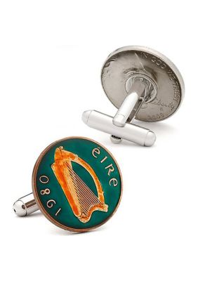 Hand Painted Irish Eire Coin Cufflinks