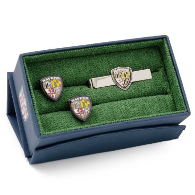 NFL Baltimore Ravens Shield Cufflinks and Tie Bar Gift Set