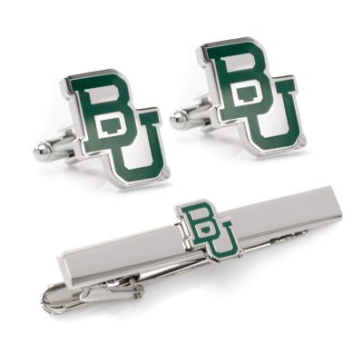 Cufflinks Inc Men’s NCAA Baylor Bears Cufflinks & Tie Clip Gift Set, Silver, 57 Long